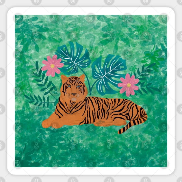 Jungle Tiger Sticker by sarahwainwright